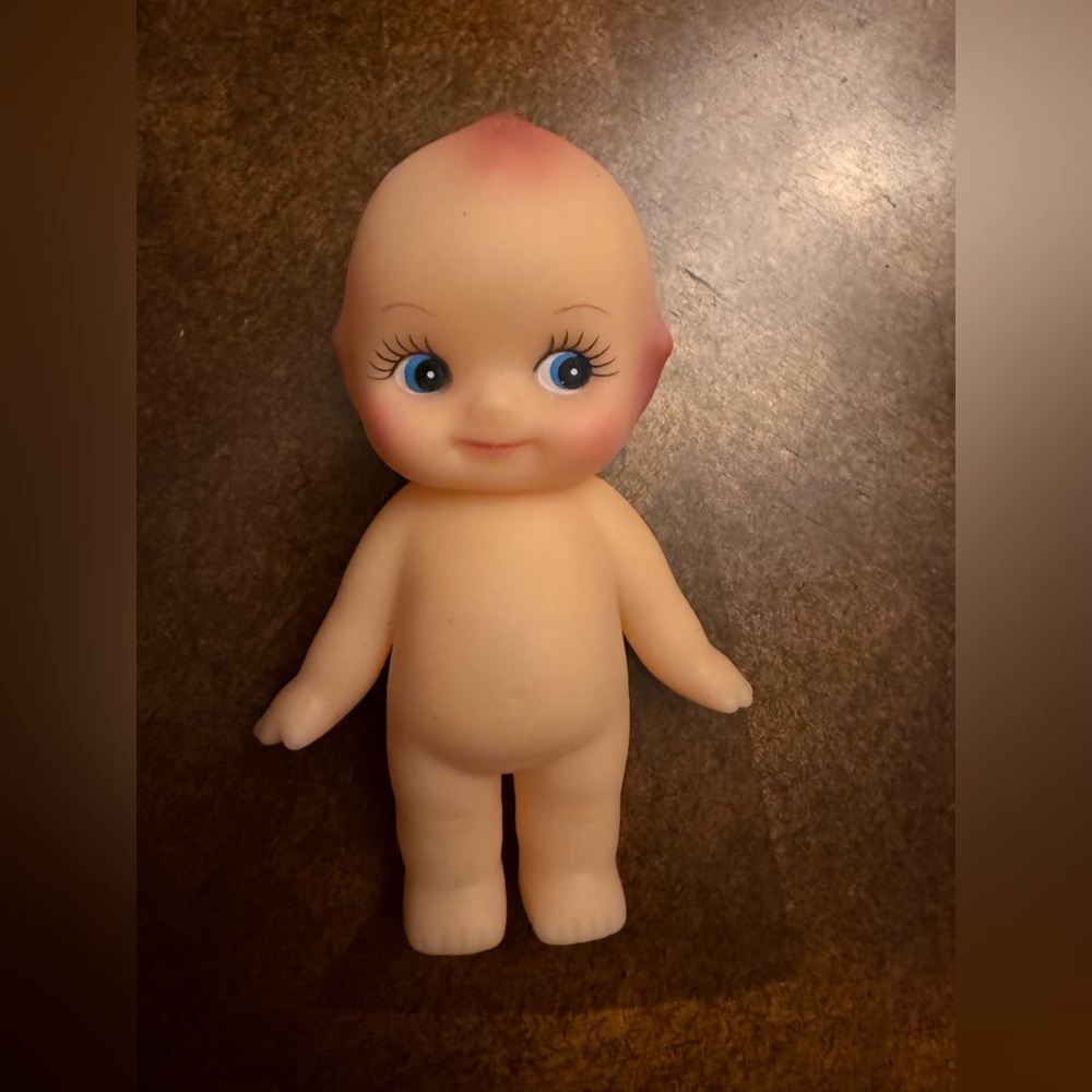 Kewpie-Style Baby Doll Toy - Peach Skin with Blue Eyes